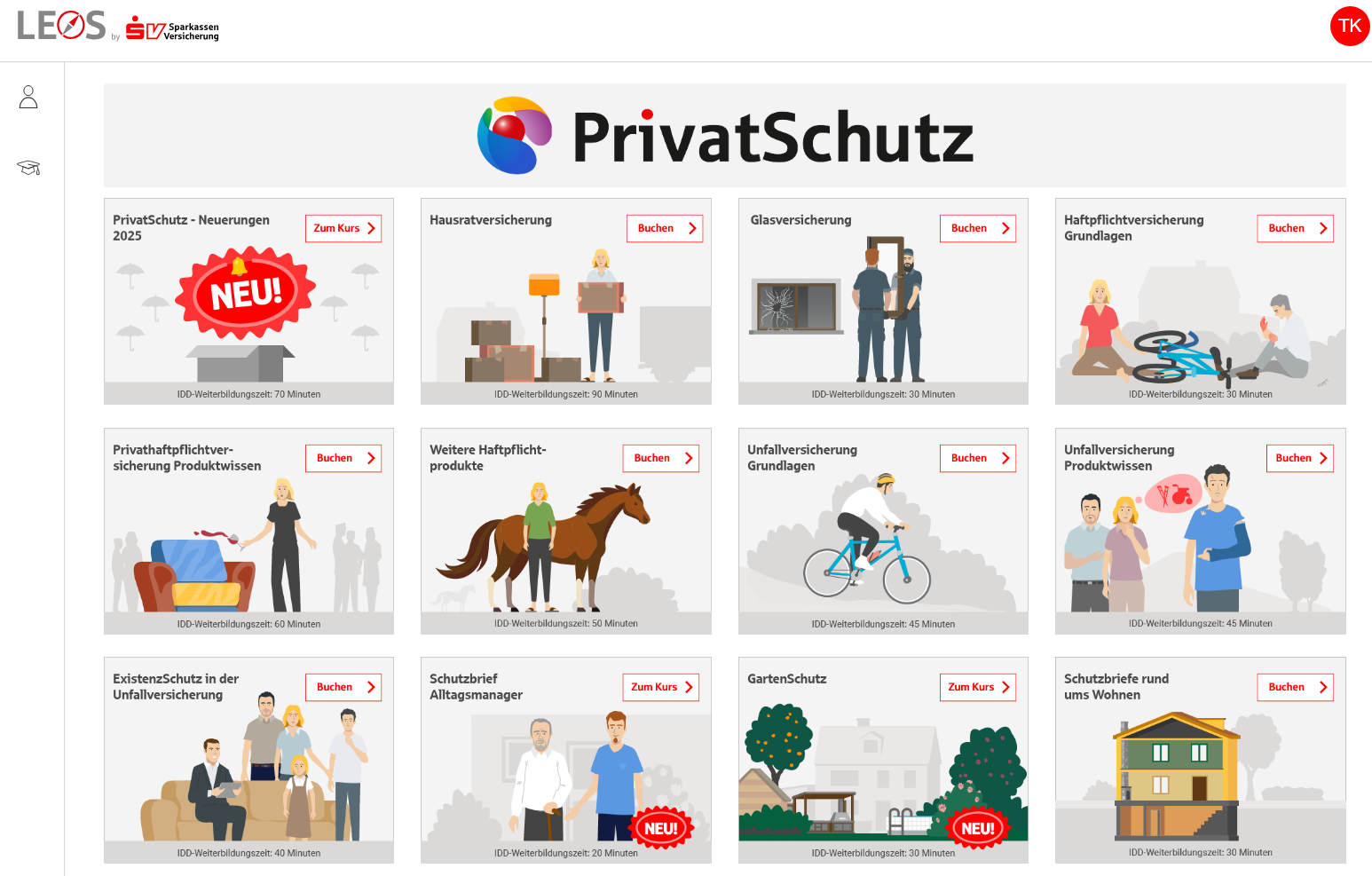 Kachelübersicht zur Privathaftpflicht