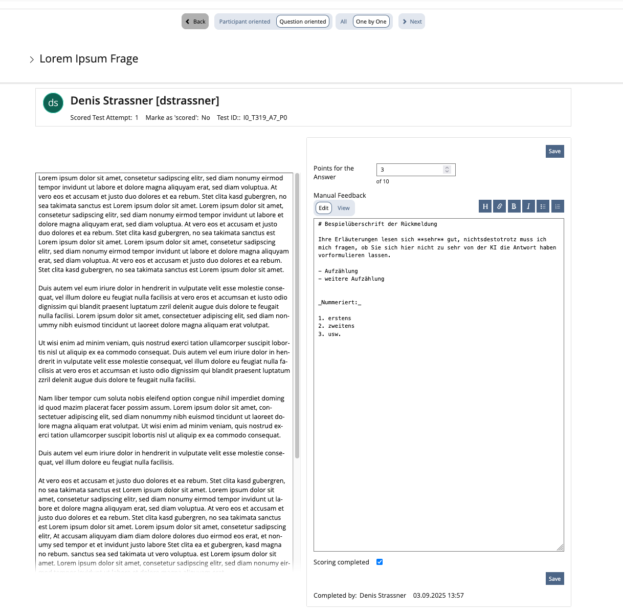 Mockup Question oriented - One by One - Question 1 - Participant 1
