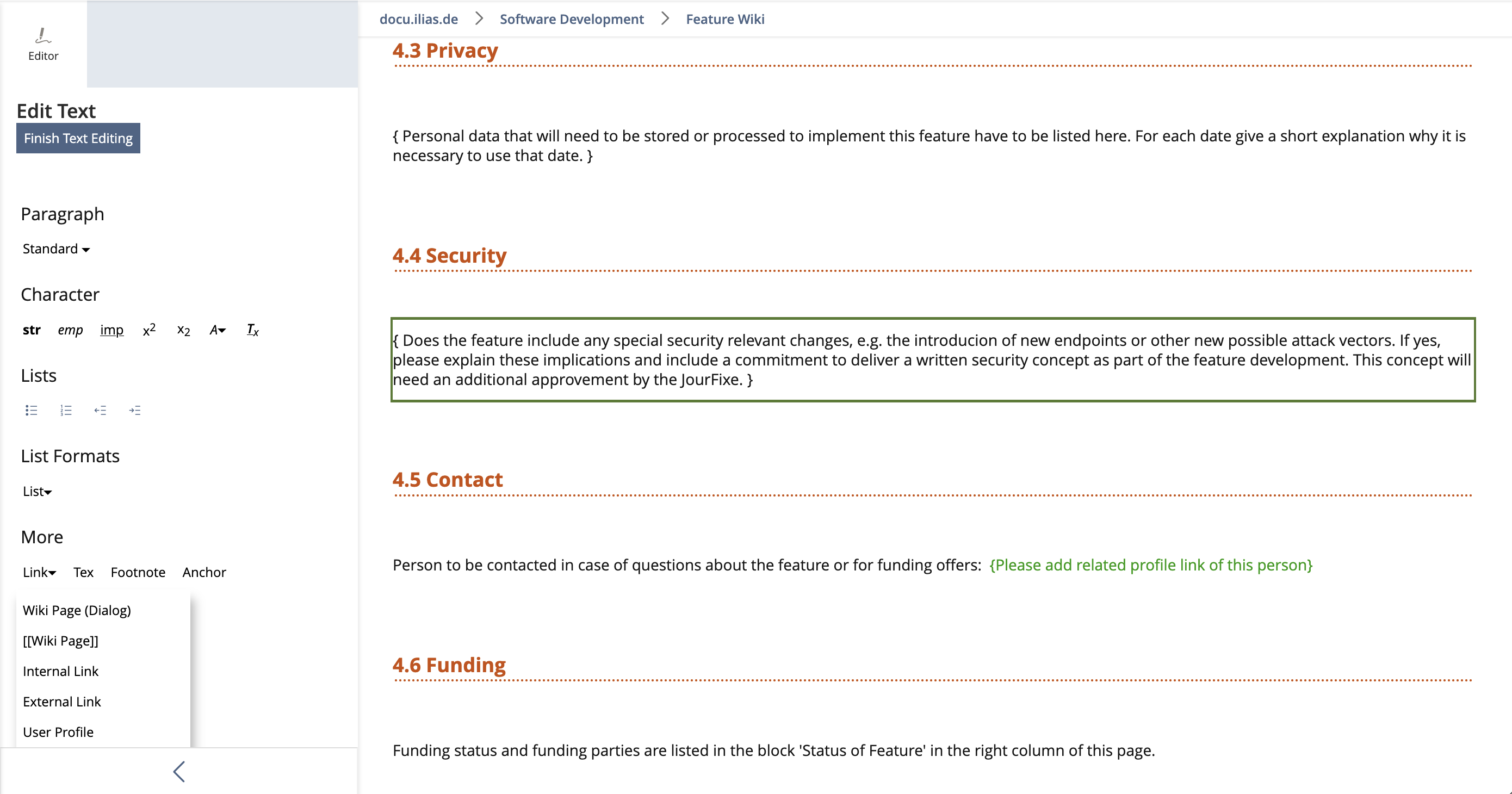 Screenshot Wiki Page Edit Mode