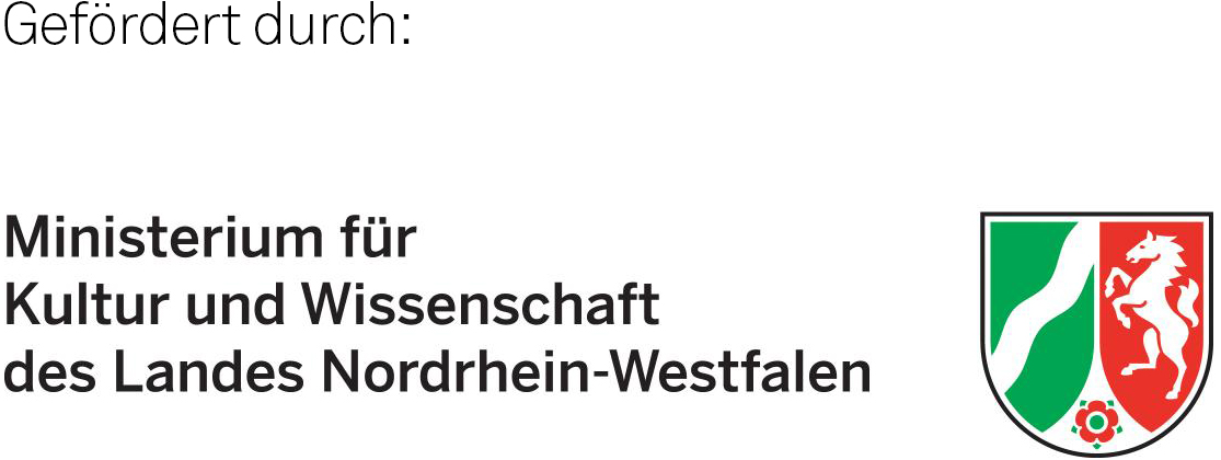 Logo des MKW mit dem Text "Gefördert durch: Ministerium für Kultur und Wissenschaft des Landes Nordrhein-Westfalen
