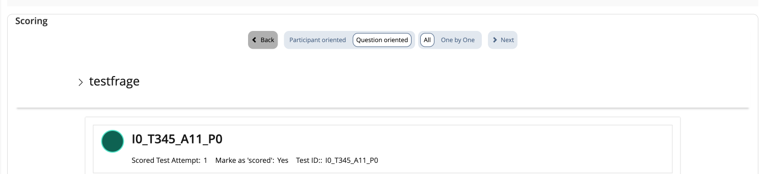 Screenshot Test Scoring Tab - Question oriented