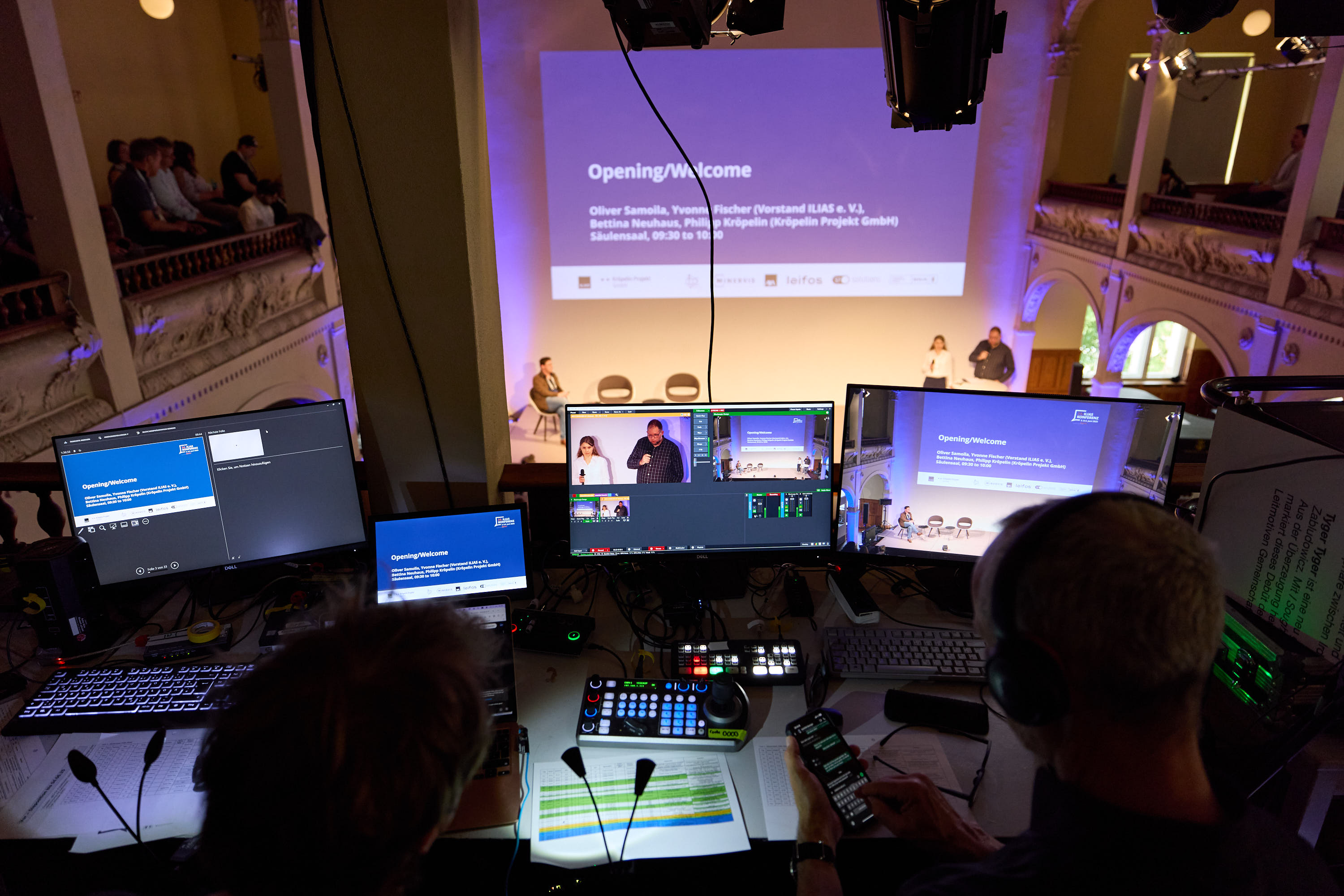 Blick auf die Technik im Säulensaal